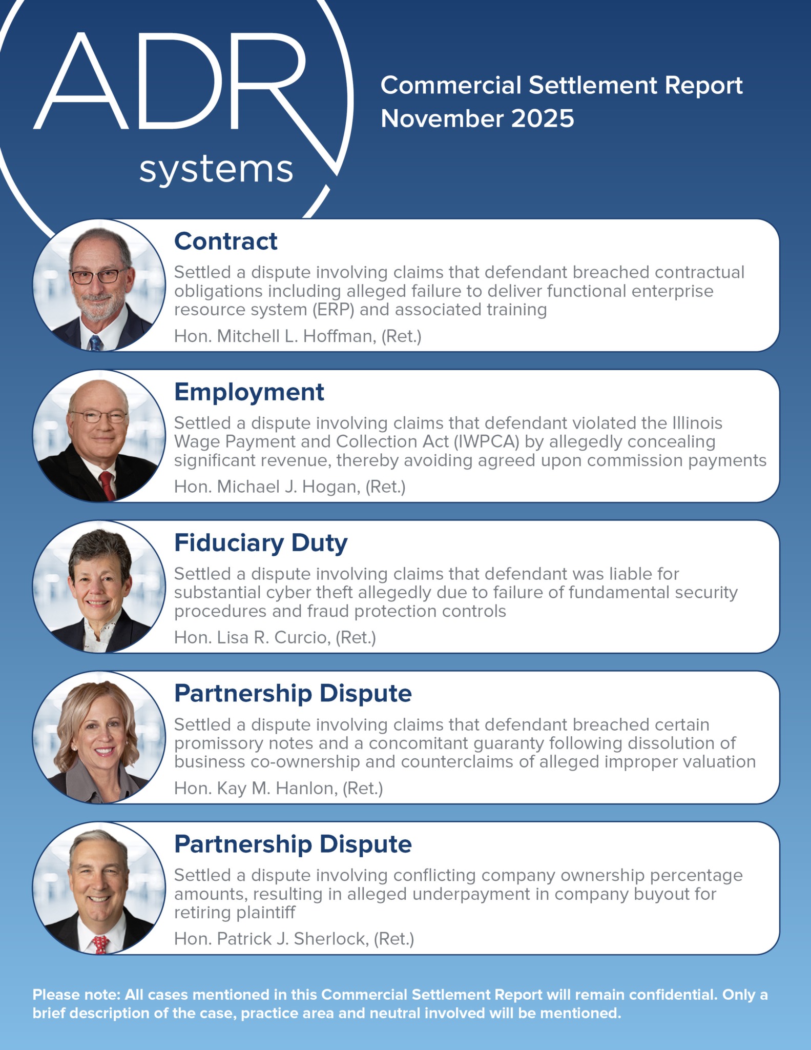 Commercial Settlement Report: November 2025 - ADR Systems